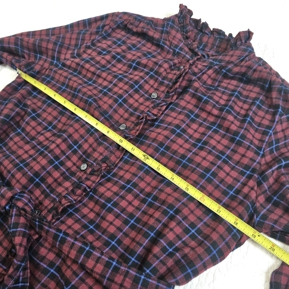 NWT GAP Plaid Tiered Mini Dress Purple Burgundy & Navy Blue Plaid Med. Tall - Picture 5 of 9